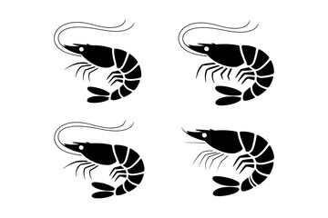 Black shrimp seafood vector pattern food design art