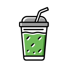 Green smoothie cup with straw in a simple and vibrant style representing healthy lifestyle