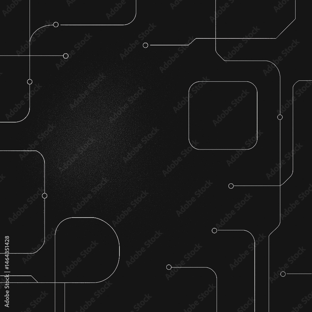 Poster abstract tech circuitry: a network of sleek, interconnected lines and shapes, representing the intri
