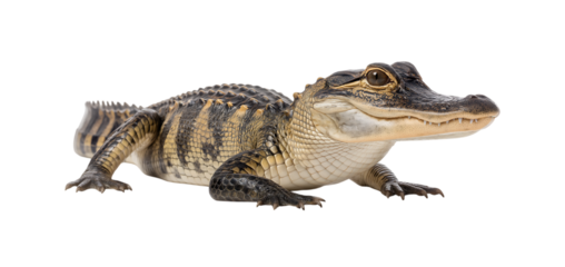 American alligator, side view, full body on transparent background