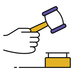 Justice System Judge Conclusion Icon with Gavel vector design