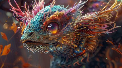 Obraz premium Colorful, fantastical creature with intricate details