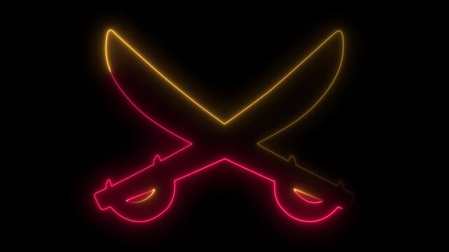  Tow Set of swords  icon on black background.