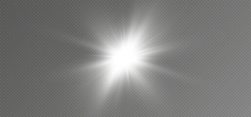 A bright flash of light. Light sparkles. Light effect. Light star.