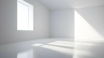 White studio room abstract background with light and shadow from window ideal for product display presentations
