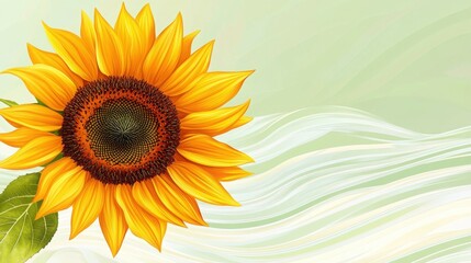 Obraz premium Vibrant Sunflower Summer s Golden Joy Soft Green Waves Nature s Beauty Delightful Image