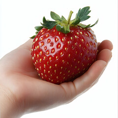 Obraz premium Single ripe strawberry in hand