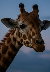 Obraz premium Giraffe portrait, twilight