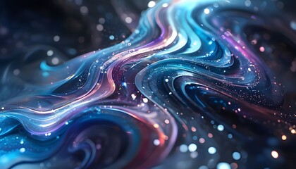 Dynamic fluid motion abstract space digital art ethereal environment close-up view vibrant color concept for visual impact