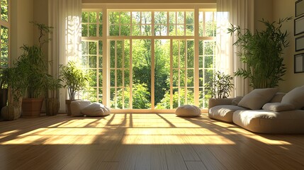 Fototapeta premium Explore the benefits of bamboo flooring for creating eco-friendly interiors that are stylish, sustainable, and unique.