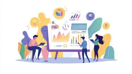 Innovative business people collaborate on data analytics for growth strategy