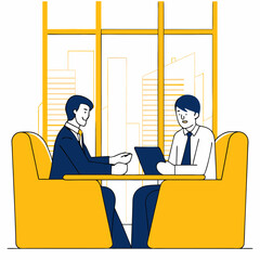 Business meeting between two professional men in a bright modern office