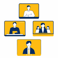Group video conference with diverse professionals communicating online