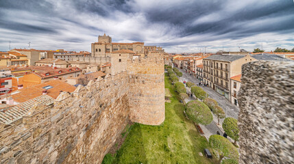 Obraz premium City View from Walls of Ávila, 11-14th Century Medieval Defensive Walls, UNESCO World Heritage Site, Spanish Cultural Heritage, Old City, Ávila, Castile and León, Spain, Europe