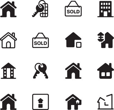 Real state icons set illutation vector .