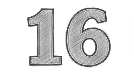 Number Sixteen Gray Sketch