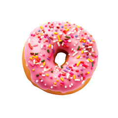 donut isolated on white Heart shaped sprinkled donut isolated on transparent background from above
