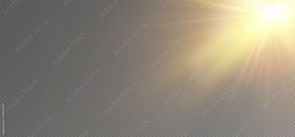 Aufkleber yellow light flash and radiant warm glow with rays. bright light effect with shimmer, shine, sun fla