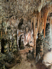 Jersey Cave at Yarrangobilly in the New South Wales Snowy Mountains Australia. Fantastic cave formations, stalactites, stalagmites and flow stone