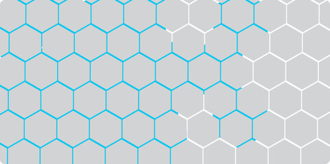 Abstract Hexagon white and sky blue background , orange light and shadow. Abstract background design with white hexagon and sky blue light. Abstract. Hexagon. Vector