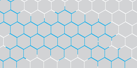 Abstract Hexagon white and sky blue background , orange light and shadow. Abstract background design with white hexagon and sky blue light. Abstract. Hexagon. Vector