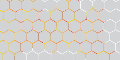 Abstract Hexagon white and orange background , orange light and shadow. Abstract background design with white hexagon and orange light. Abstract. Hexagon. Vector