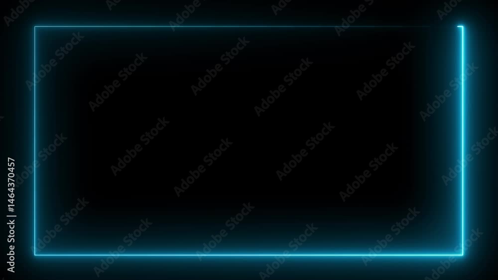 Aufkleber neon cyan color rectangle frame animation icon shape round show retro rotation double color rectangl