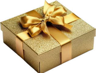 Golden Gift Box with Elegant Ribbon