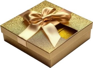 Golden Gift Box with Elegant Ribbon