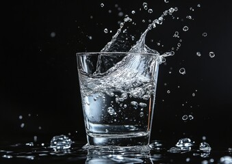 Water splash in glass