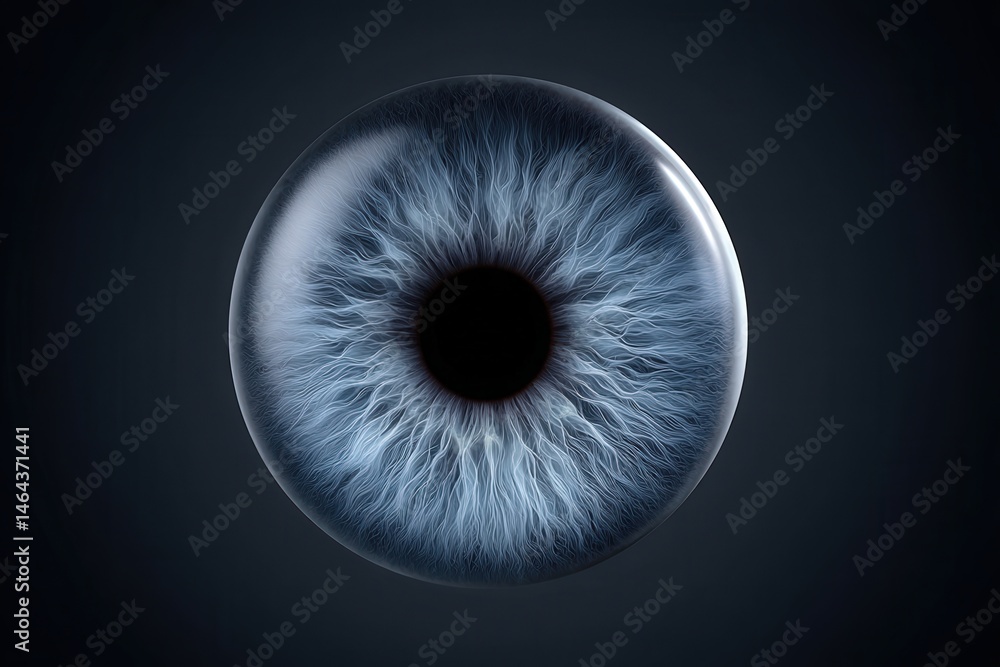 Poster stunning close-up of a blue human eye showcasing intricate details of iris and pupil structure in a 