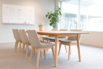 serene workspace designed for brainstorming sessions featuring bright minimalist decor