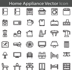 Home Appliance outline flat icon collection set vector illustration