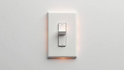 A light switch flips up, isolated on white background , button, studio, metal