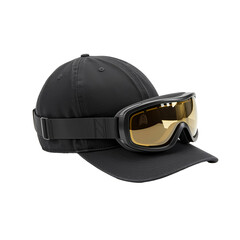 Ski Helmet Hat Goggles Isolated on a White Background