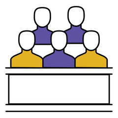 Justice System Jury vector Icon design with Gavel Symbol