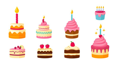 cake set, Birthday sweets collection, Happy birthday cakes, Birthday cupcakes set, Icing cake set, Frosted cake collection, Layered birthday cakes, Birthday cake icons, Birthday cake clipart set, Birt