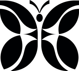 Simple Butterfly Icon Symbol - Black and White Logo