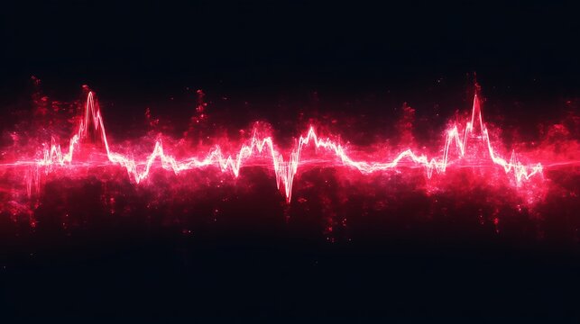 A pulsating red waveform moving across a black background