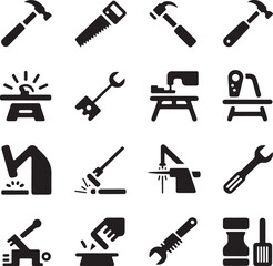 Obraz premium Work shop icons set illustratuon vector .