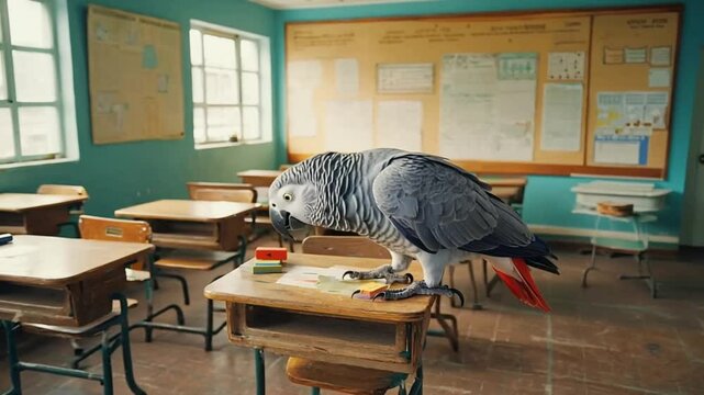 Gray parrot classroom