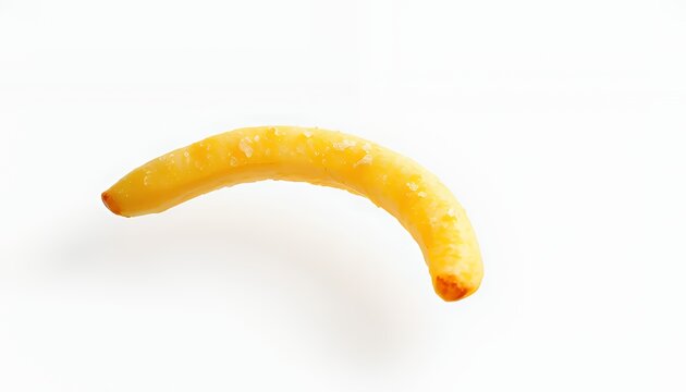 Isolated Crispy Golden French Fry Sprinkled with Salt on White Background a Close Up Shot