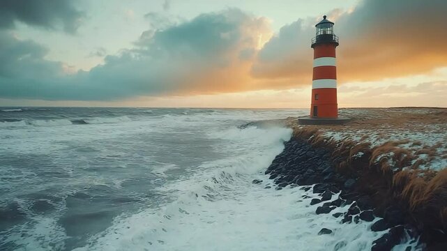 texel island lighthouse by the sea video