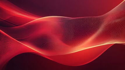 Vibrant red abstract background with flowing wave patterns and detailed halftone texture