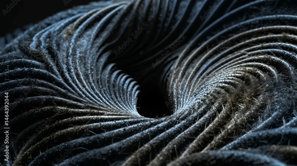 Aufkleber abstract swirling structure of black and silver fibers creating a vortex shaped optical illusion.
