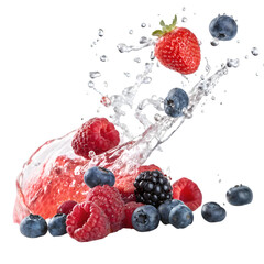 Berries splash on white background