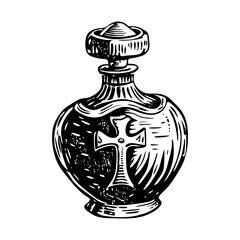 A vintage style illustration of holy water