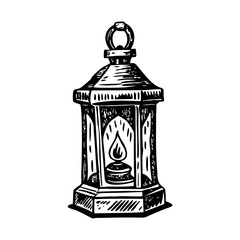 A vintage style illustration of a lantern light © Prosymbols
