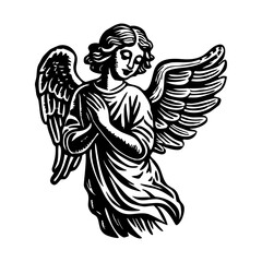 An illustration of an angel designed in vintage style