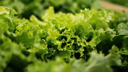 Close-up view of fresh, vibrant green lettuce leaves.